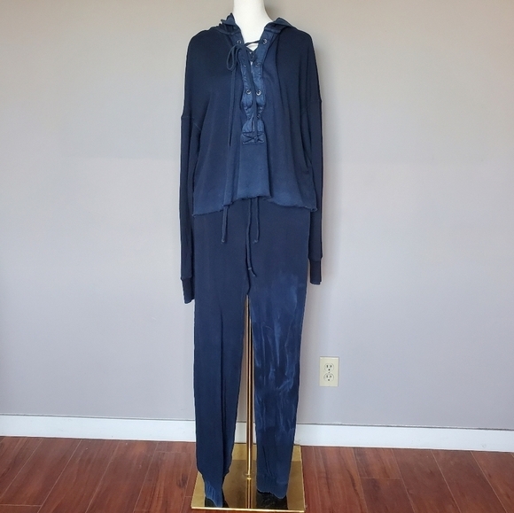 Tyler Jacobs Feel The Piece Lace Up Hoodie and Sweatpants Set Tie Dye Blue XS/S - Picture 14 of 14